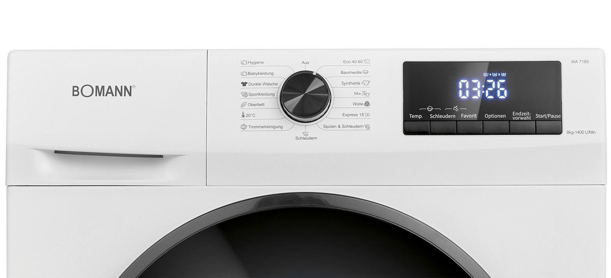 WASCHMASCHINE WA 7185 w 8kg 1400U/min A/B  - Weiß, Basics, Kunststoff (60/85/54cm) - Bomann