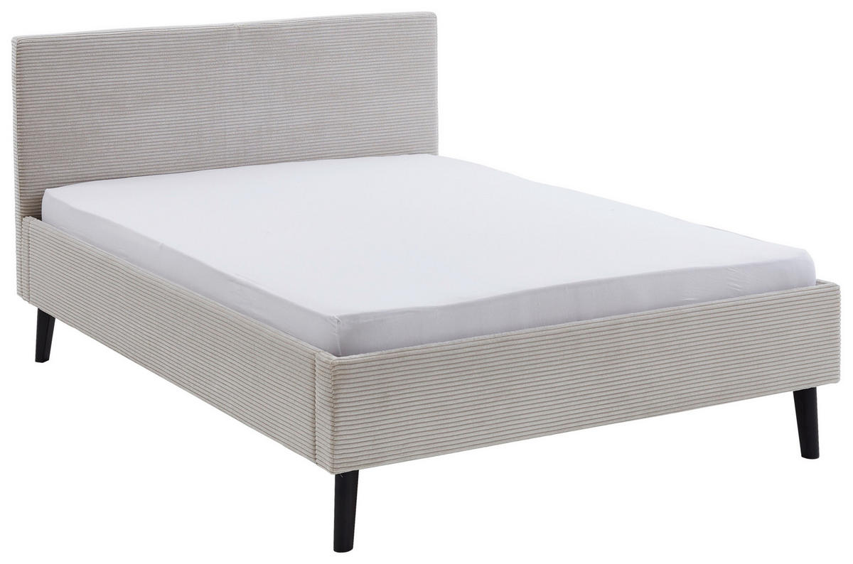 POLSTERBETT 140/200 cm, inkl.  in Beige  - Beige/Schwarz, Basics, Holz/Textil (140/200cm) - Boxxx