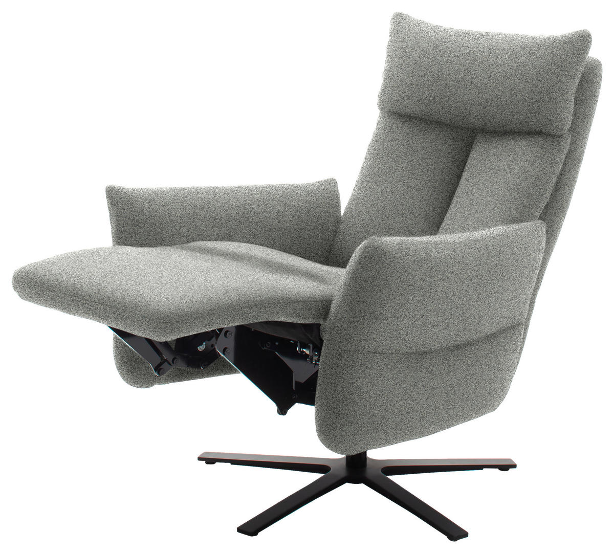 FERNSEHSESSEL  mit Relaxfunktion Chenille Hellgrau  - Hellgrau/Schwarz, Design, Textil/Metall (74/115/85cm) - Schöner Wohnen
