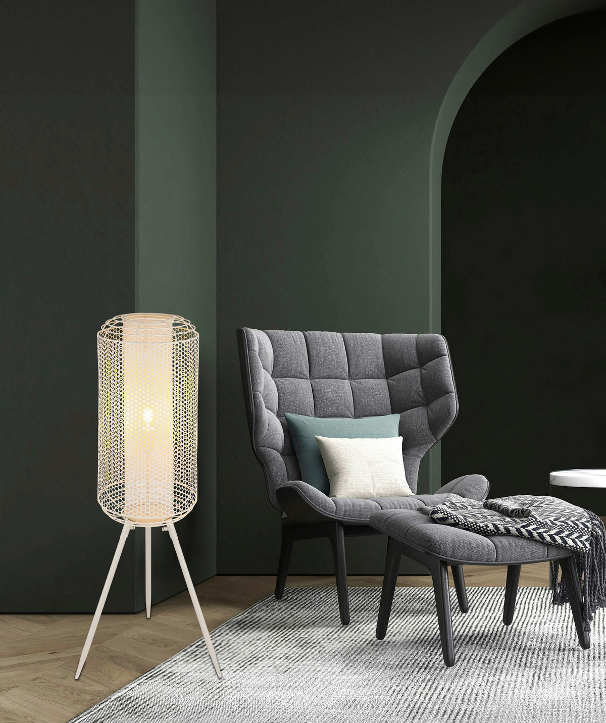 STEHLEUCHTE 30/110 cm    - Creme, Design, Metall (30/110cm) - Globo