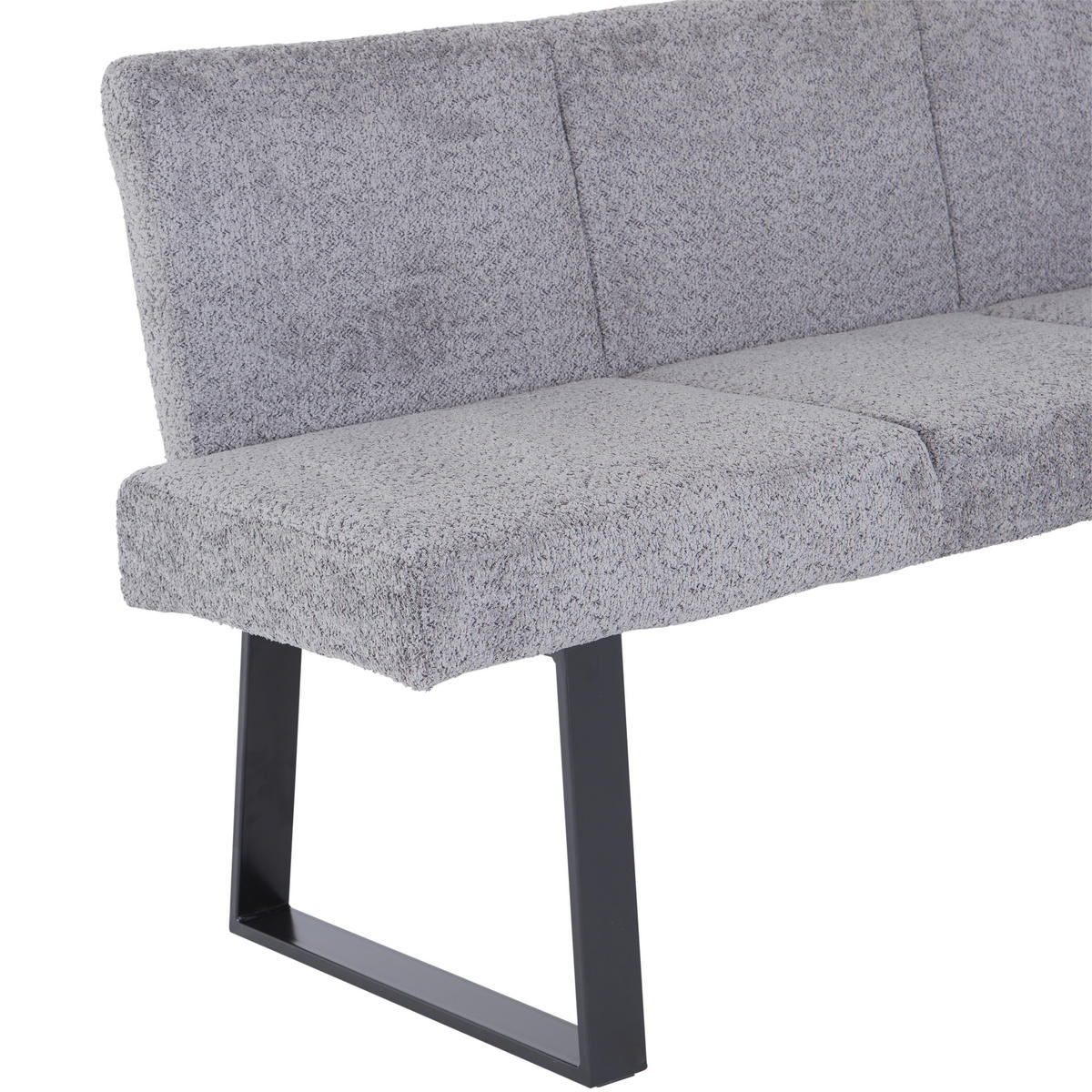 ECKBANK 150/190 cm Leinenoptik Grau   - Schwarz/Grau, MODERN, Textil/Metall (150/190cm) - MID.YOU
