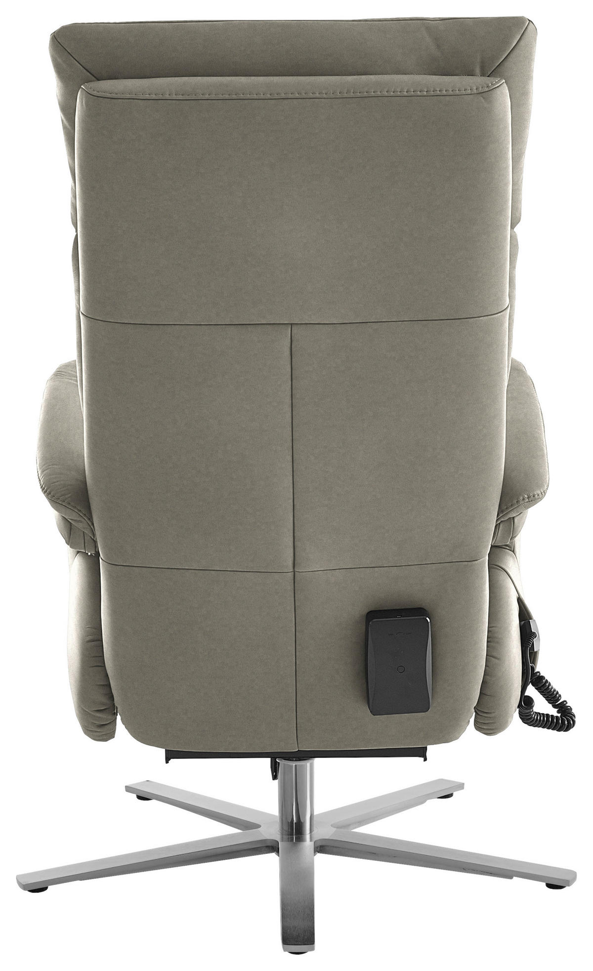 RELAXSESSEL in Leder Hellgrau  - Edelstahlfarben/Hellgrau, Design, Leder/Metall (70/124/85cm) - Cantus