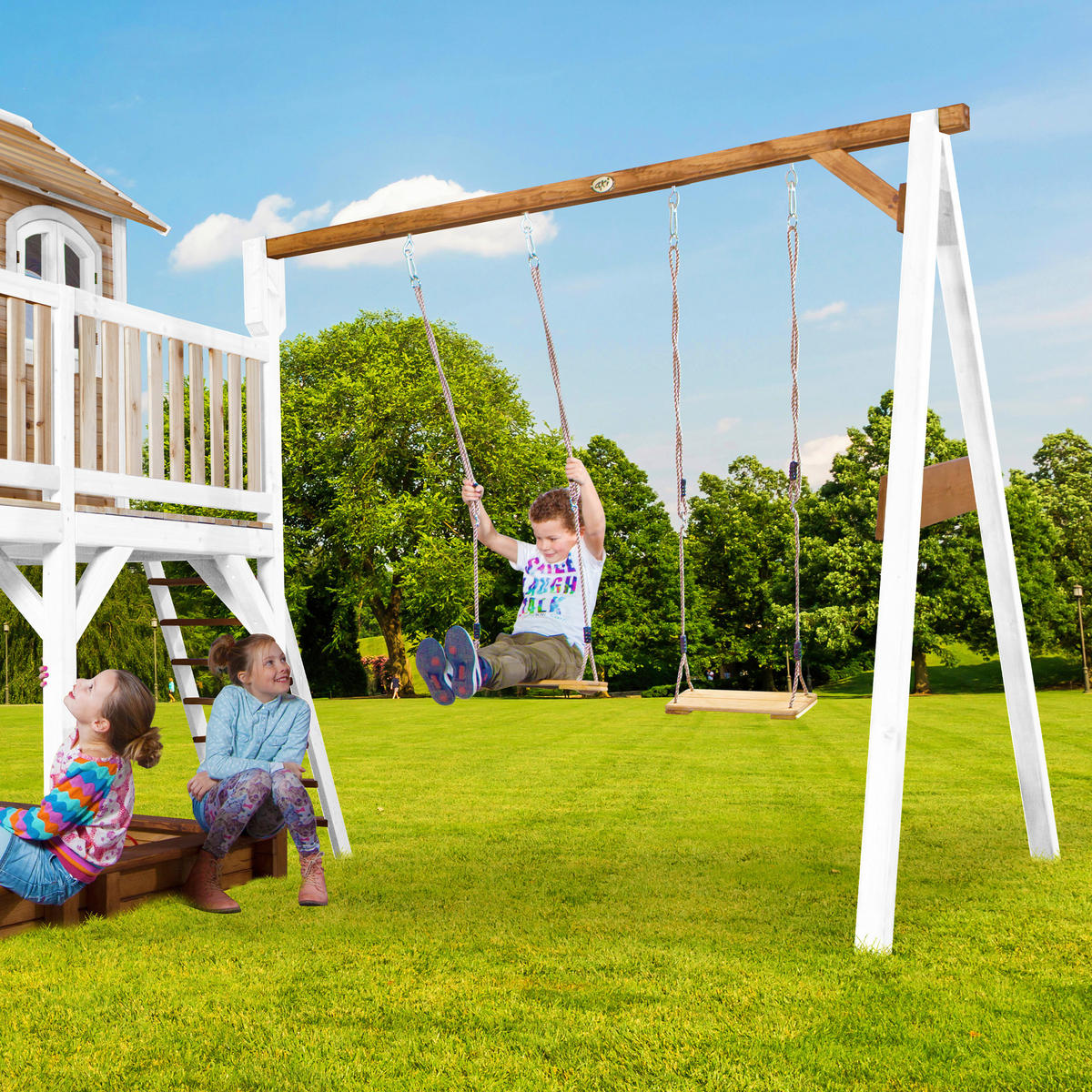 SPIELTURM 613/291/277 cm  - Lila/Braun, KONVENTIONELL, Holz (613/291/277cm) - Ambia Garden