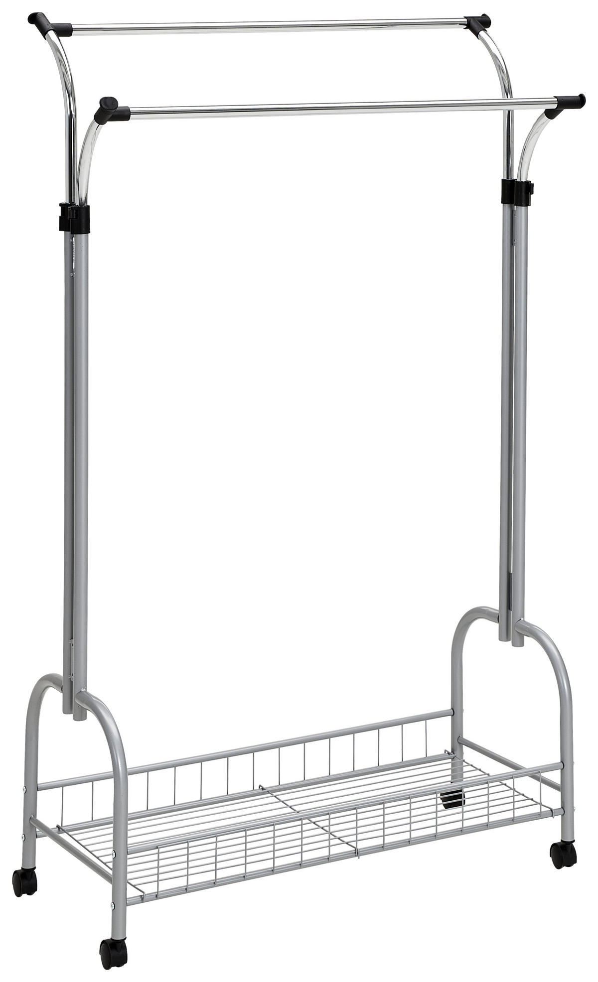 GURULÓS RUHAÁLLVÁNY alumínium színű, króm 100/195/40 cm   - króm/alumínium színű, Basics, műanyag/fém (100/195/40cm) - Xora