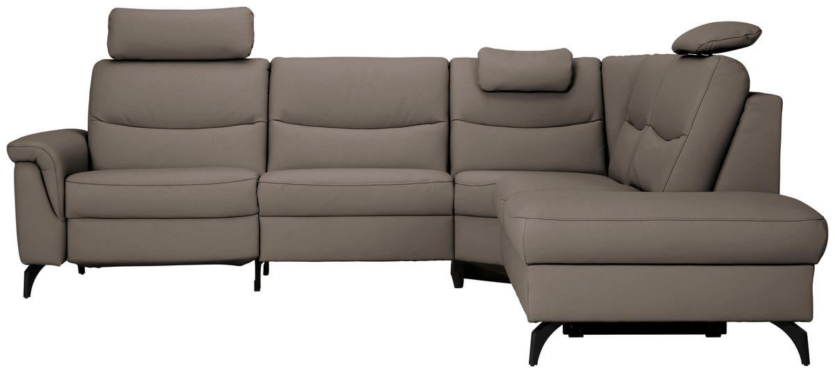 ECKSOFA  in Echtleder Graubraun  280/249 cm  - Anthrazit/Graubraun, Design, Leder/Metall (280/249cm) - Himolla Komfortklass