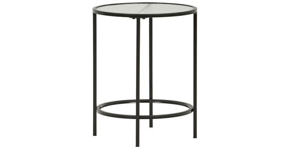 BEISTELLTISCH in Metall, Glas 40/40/50 cm  - Schwarz, Basics, Glas/Metall (40/40/50cm) - Xora