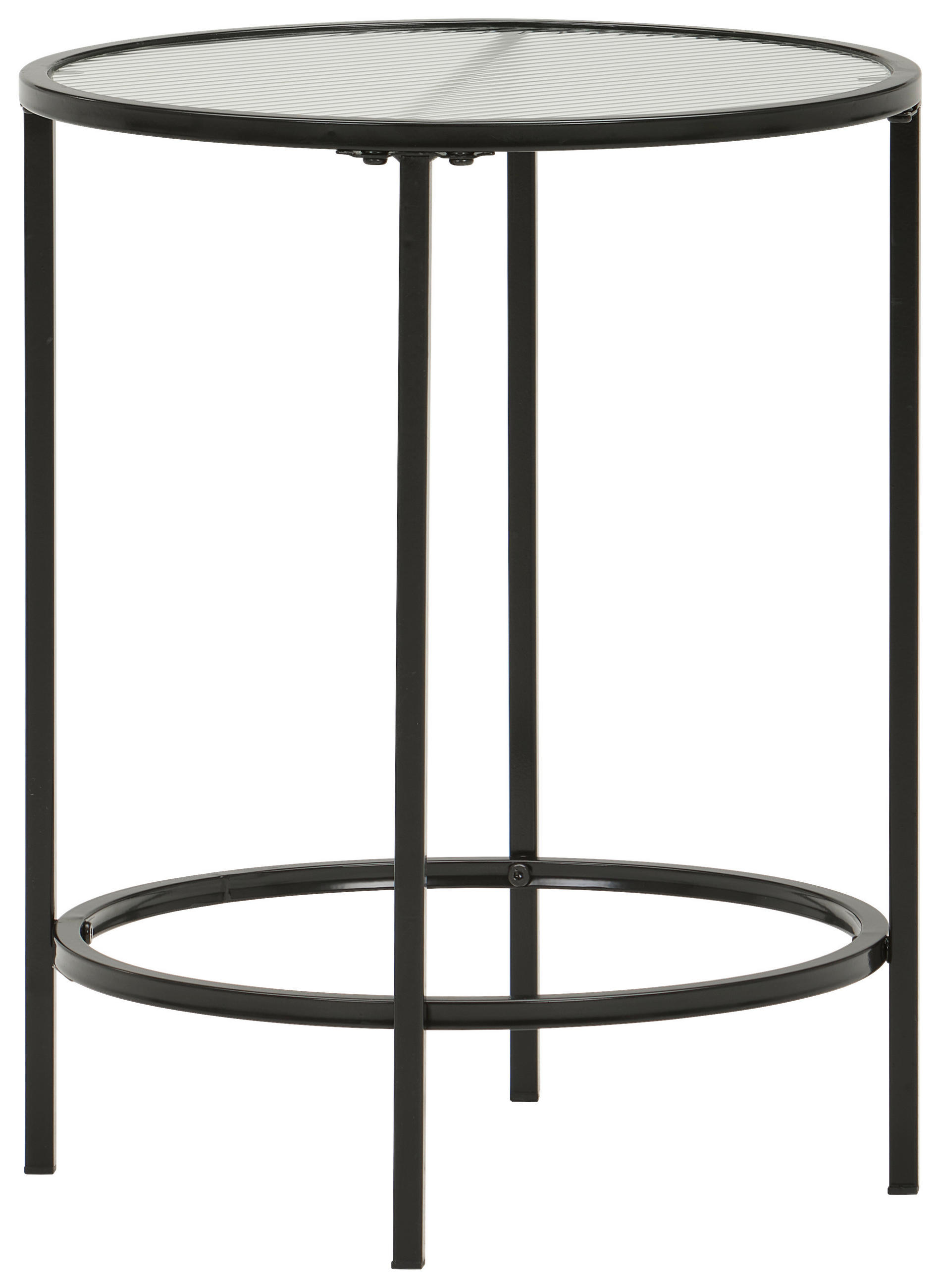 Masă Auxiliară din metal, sticlă, 40/40/50 cm