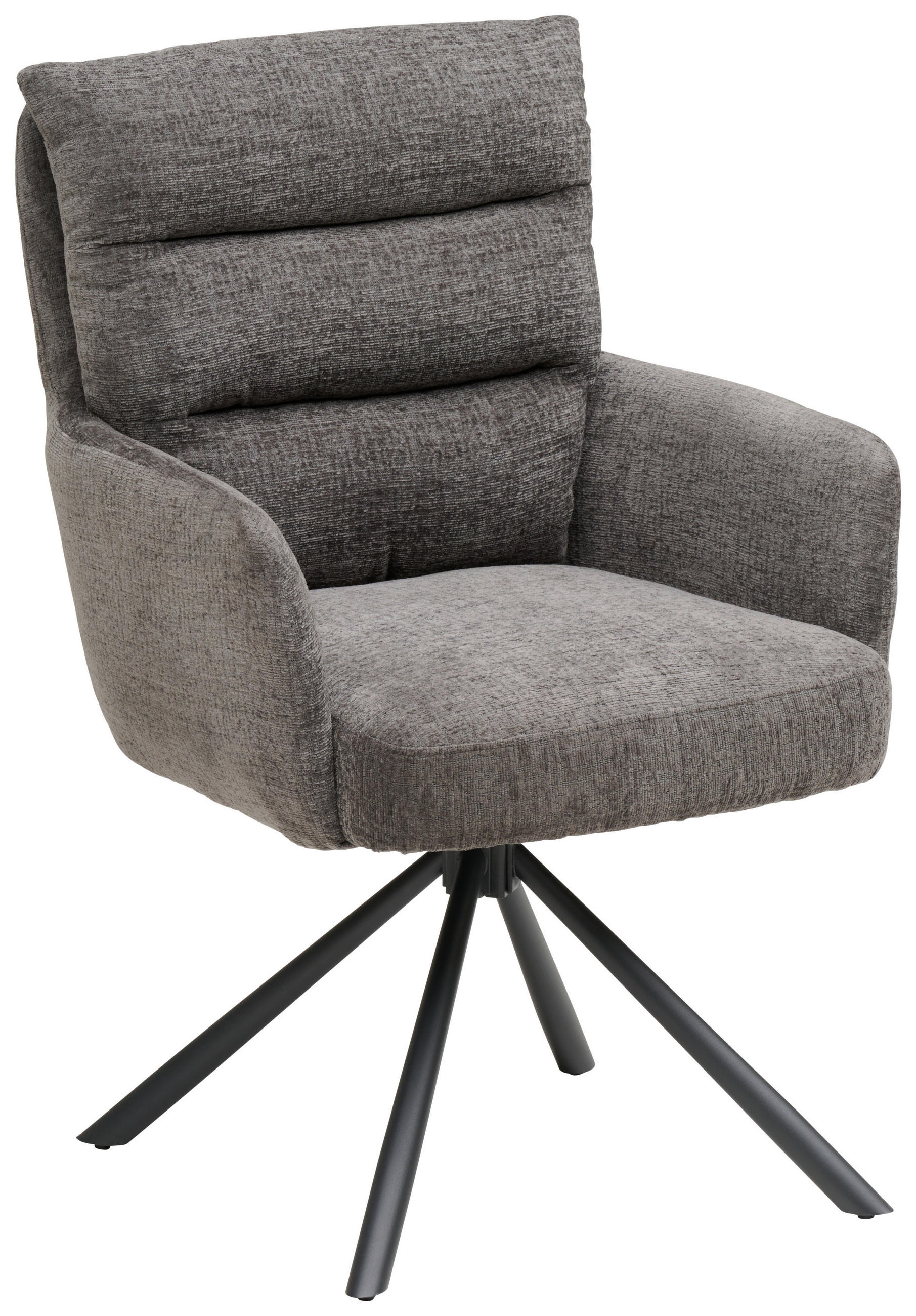 ARMLEHNSTUHL  Sitzfläche 180° drehbar Webstoff  - Schwarz/Grau, MODERN, Textil/Metall (57/95/65cm) - MID.YOU