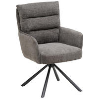 ARMLEHNSTUHL  Sitzfläche 180° drehbar Webstoff  - Schwarz/Grau, MODERN, Textil/Metall (57/95/65cm) - MID.YOU