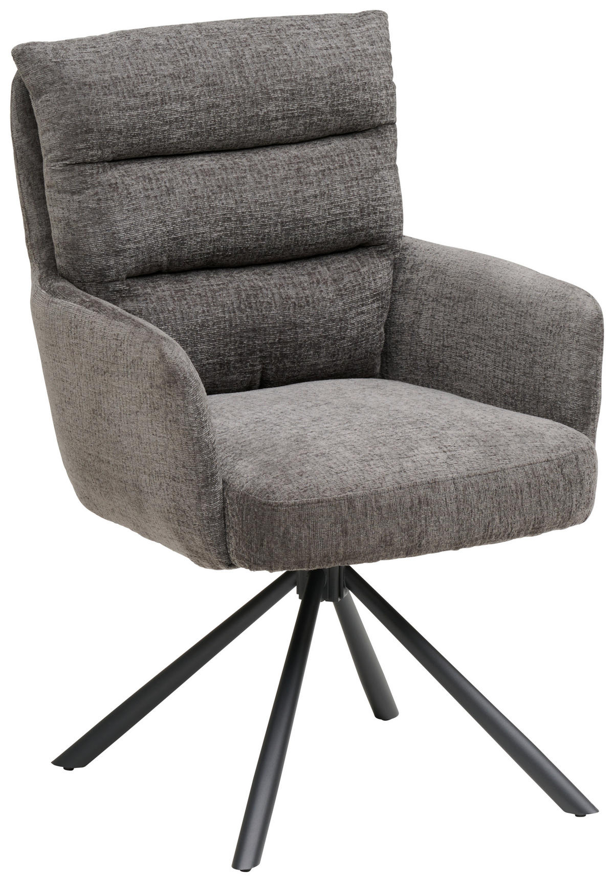 ARMLEHNSTUHL  Sitzfläche 180° drehbar Webstoff  - Schwarz/Grau, MODERN, Textil/Metall (57/95/65cm) - MID.YOU