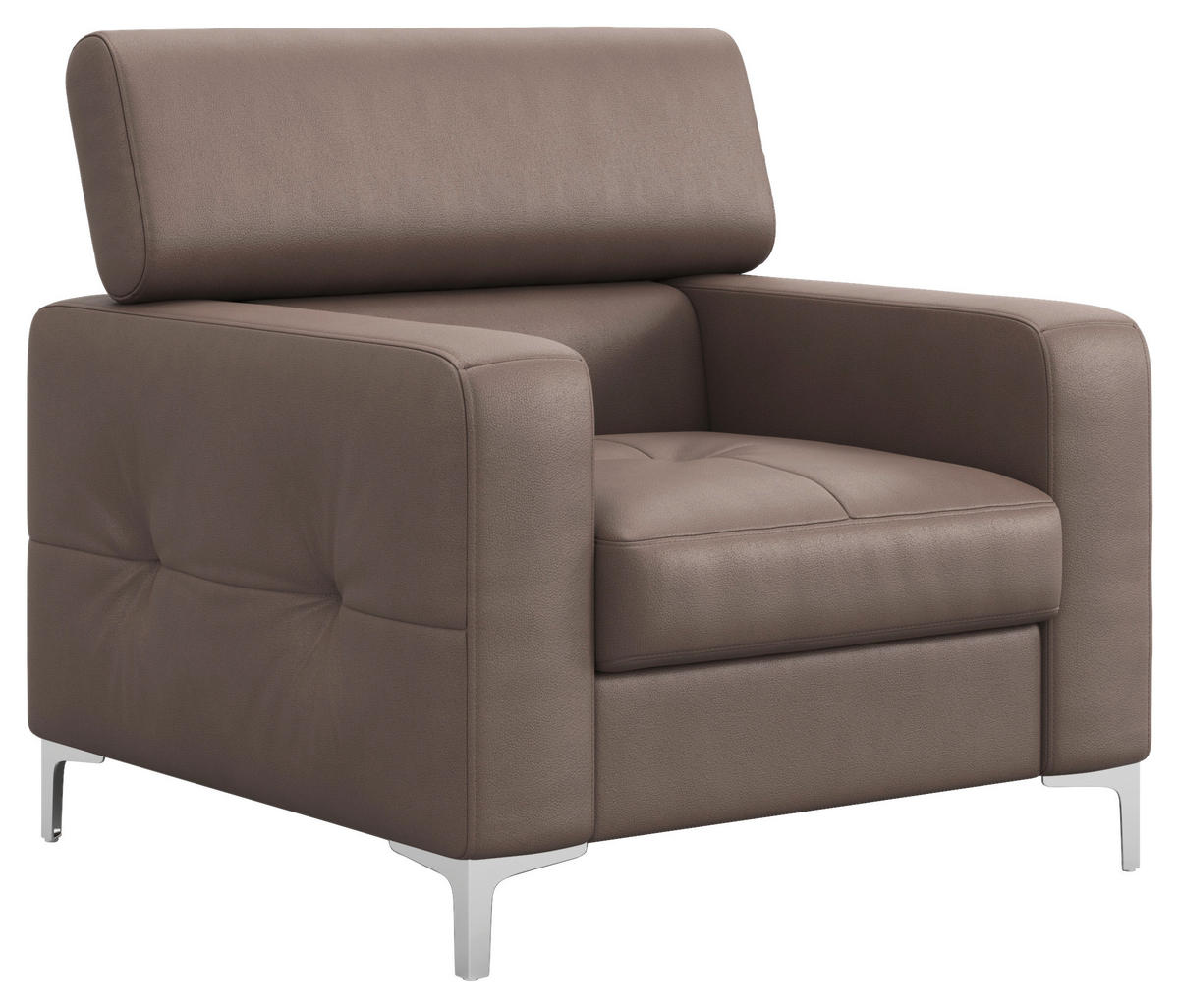 SESSEL Echtleder Hellbraun    - Chromfarben/Hellbraun, Design, Leder/Metall (99/78-92/106cm) - Livetastic