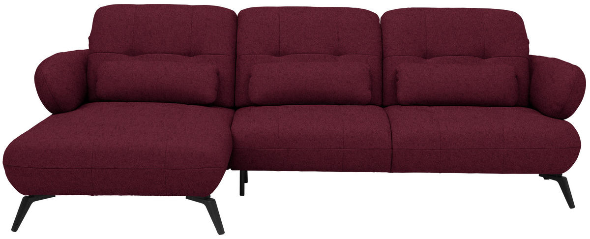 ECKSOFA Chenille Weinrot  - Weinrot/Schwarz, Modern, Textil/Metall (180/282cm) - Novel