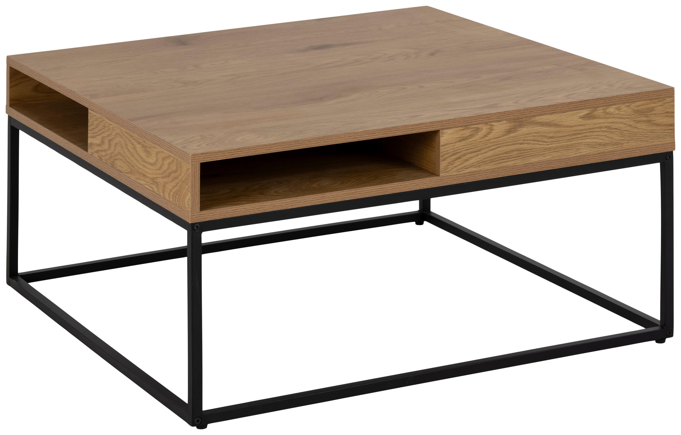 COUCHTISCH 80/80/40 cm quadratisch Schwarz, Eichefarben  - Eichefarben/Schwarz, Trend, Holzwerkstoff/Metall (80/80/40cm) - MID.YOU