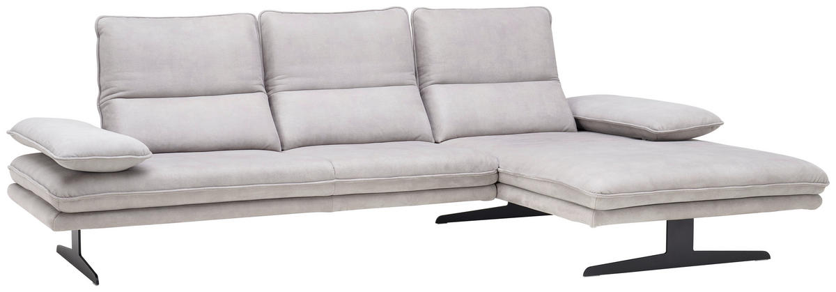 ECKSOFA Grau Mikrofaser  - Schwarz/Grau, Design, Textil/Metall (291/164cm) - Chilliano
