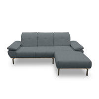 ECKSOFA Grau Mikrofaser  - Wildeiche/Schwarz, Design, Textil/Metall (242/170cm) - MID.YOU