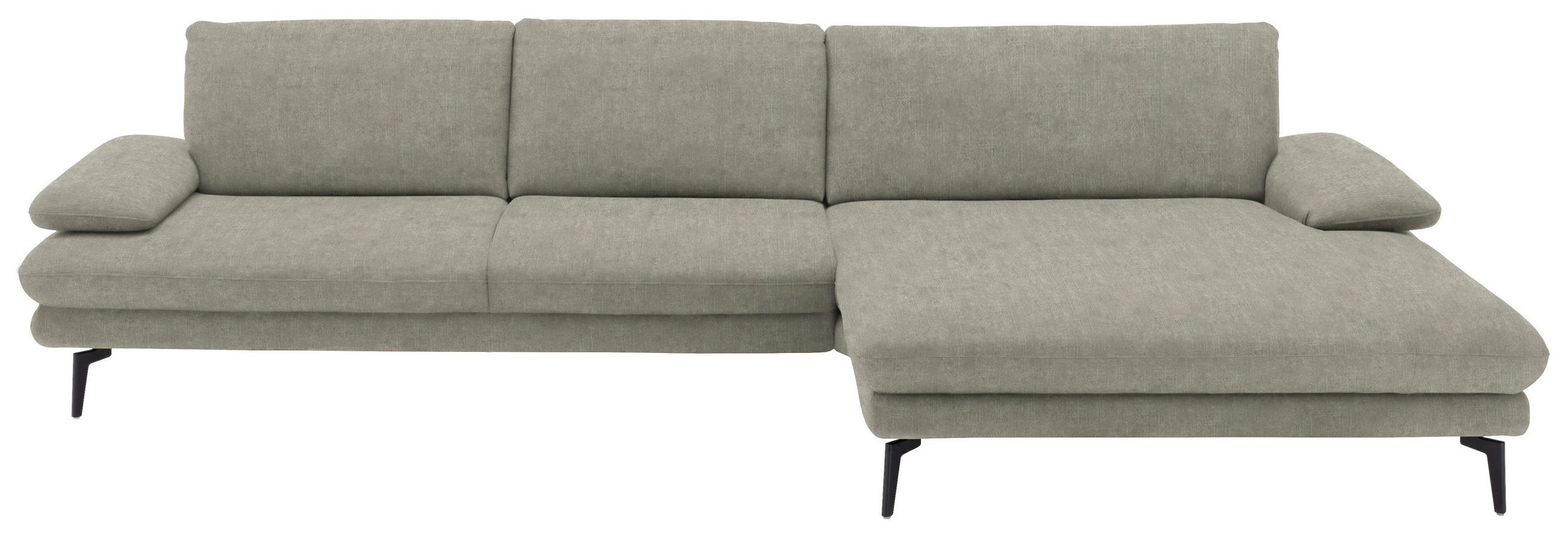 ECKSOFA in Velours Platinfarben  - Platinfarben/Schwarz, Design, Textil/Metall (310/180cm) - Dieter Knoll