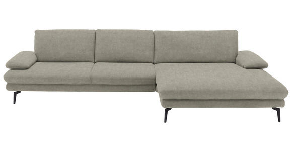 ECKSOFA in Velours Platinfarben 310/180 cm - Platinfarben/Schwarz, Design, Textil/Metall (310/180cm) - Dieter Knoll