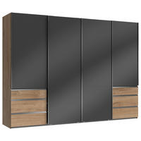 SCHWEBETÜRENSCHRANK in Grau, Eichefarben  - Chromfarben/Eichefarben, Modern, Holzwerkstoff (300/216/65cm) - MID.YOU