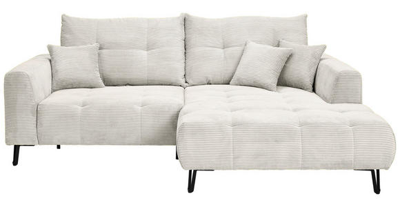 ECKSOFA Naturfarben Cord Zierkissen, Rückenkissen, Rücken echt, Sitztiefenverstellung  - Schwarz/Naturfarben, KONVENTIONELL, Textil/Metall (250/185cm) - Carryhome