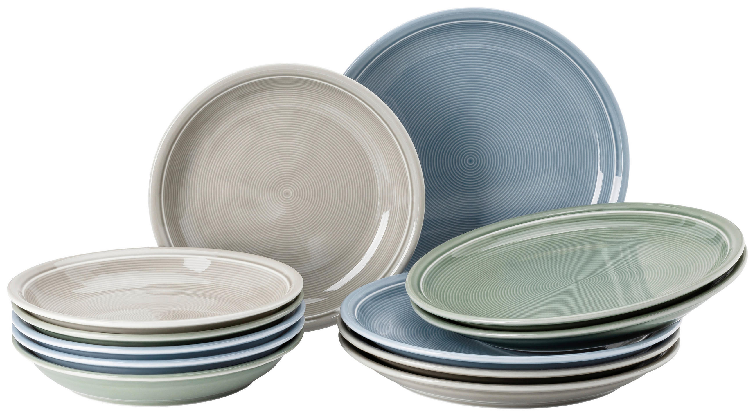 TAFELSERVICE TREND COLOUR MIXED II 12-teilig  - Graublau/Grau, Basics, Keramik - Thomas