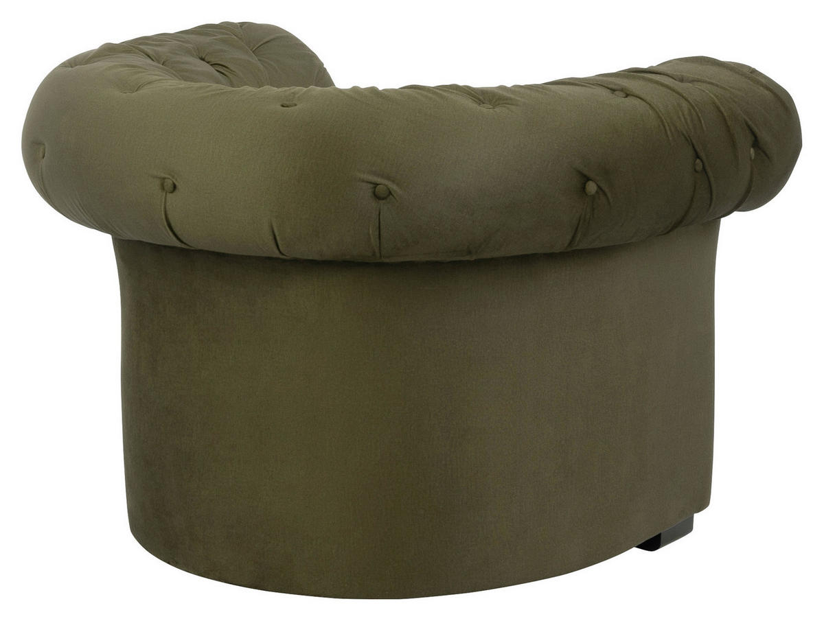 CHESTERFIELD-SESSEL in Velours Olivgrün  - Schwarz/Olivgrün, Design, Holz/Textil (114/78/91cm) - MID.YOU