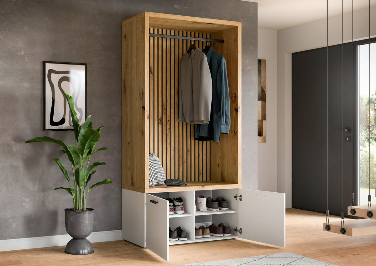 GARDEROBE  in 106/200/47 cm  - Weiss/Eiche Artisan, Modern, Holzwerkstoff (106/200/47cm) - Stylife