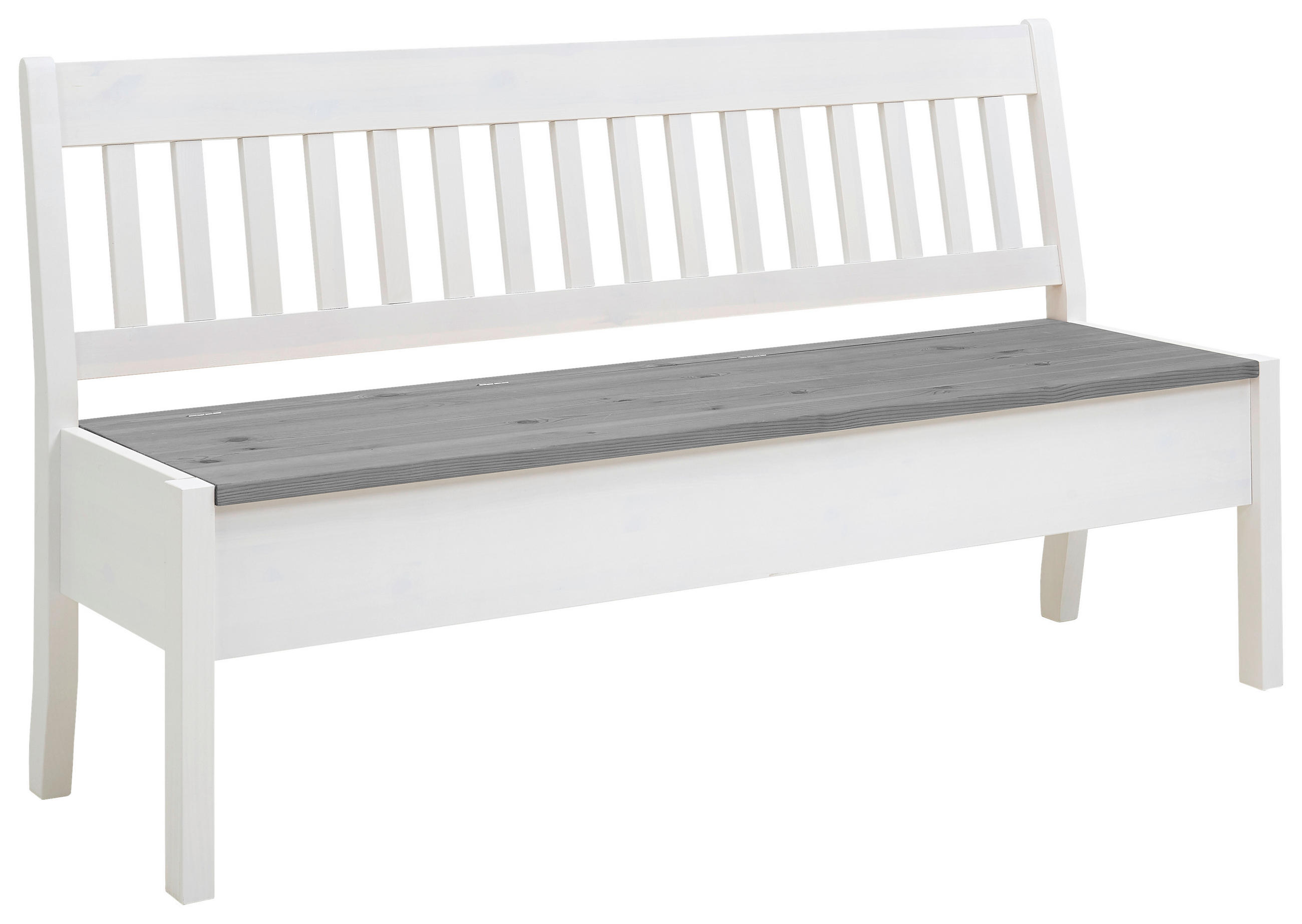 SITZBANK 169/93/58 cm Grau, Weiß Kiefer massiv  - Weiß/Grau, ROMANTIK / LANDHAUS, Holz (169/93/58cm) - Boxxx