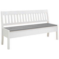 SITZBANK 169/93/58 cm Grau, Weiß Kiefer massiv  - Weiß/Grau, ROMANTIK / LANDHAUS, Holz (169/93/58cm) - Boxxx