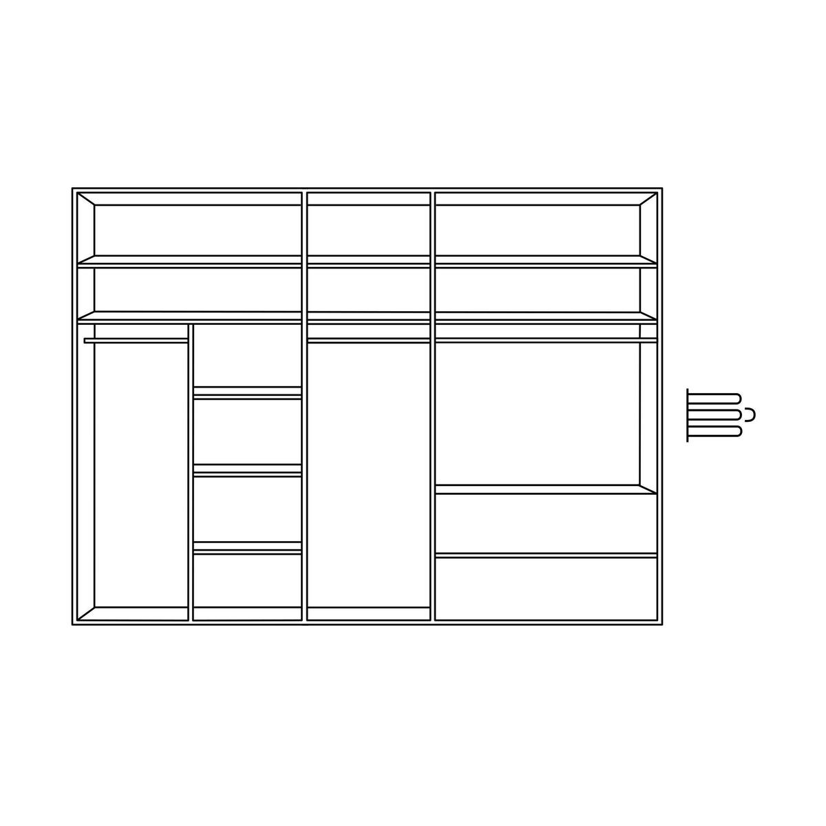 DREHTÜRENSCHRANK 250/223/62 cm,  in Grau, Weiß, 5-türig  - Weiß/Grau, KONVENTIONELL, Holzwerkstoff/Metall (250/223/62cm) - Novel