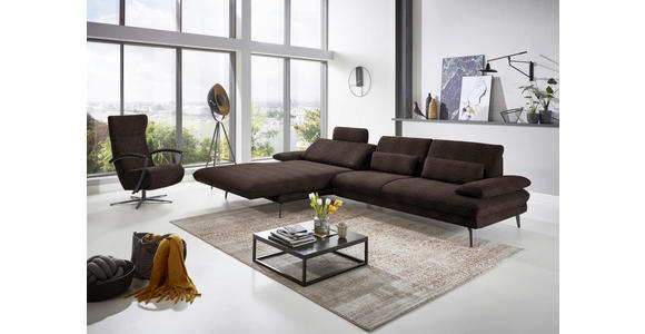 ECKSOFA in Chenille Dunkelbraun  - Dunkelbraun/Schwarz, Design, Textil/Metall (180/310cm) - Dieter Knoll