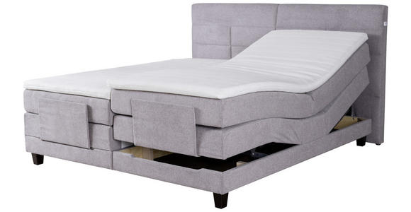 Boxspringbett mit Topper 180x200cm Hampton H2/H3 - Wengefarben/Grau, KONVENTIONELL, Textil (180/200cm) - Luca Bessoni