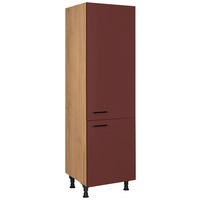 GERÄTEUMBAUSCHRANK 60/216,6/58 cm  in Rot, Eichefarben  - Eichefarben/Rot, MODERN, Holzwerkstoff/Metall (60/216,6/58cm) - Nobilia