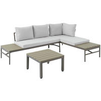 LOUNGEGARNITUR  215/154,5 cm  Stahl  - Braun/Grau, MODERN, Kunststoff/Textil (215/154,5cm) - Luca Bessoni