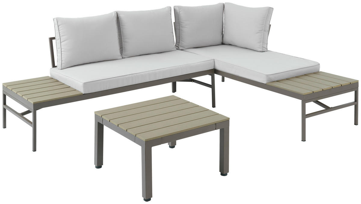 LOUNGEGARNITUR  215/154,5 cm  Stahl  - Braun/Grau, MODERN, Kunststoff/Textil (215/154,5cm) - Luca Bessoni