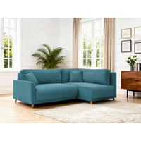 ECKSOFA MILOS Hellblau Cord Rückenkissen, Bettkasten, Schlaffunktion, Rücken echt  - Naturfarben/Hellblau, Design, Textil (224/148cm) - P & B