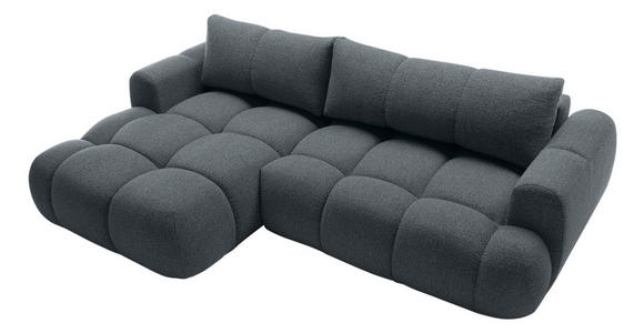 ECKSOFA Graphitfarben Struktur  inkl. Rückenkissen, Bettkasten, Schlaffunktion, Rücken echt, Liegefläche im Originalstoff  - Schwarz/Graphitfarben, KONVENTIONELL, Kunststoff/Textil (172/272cm) - Carryhome
