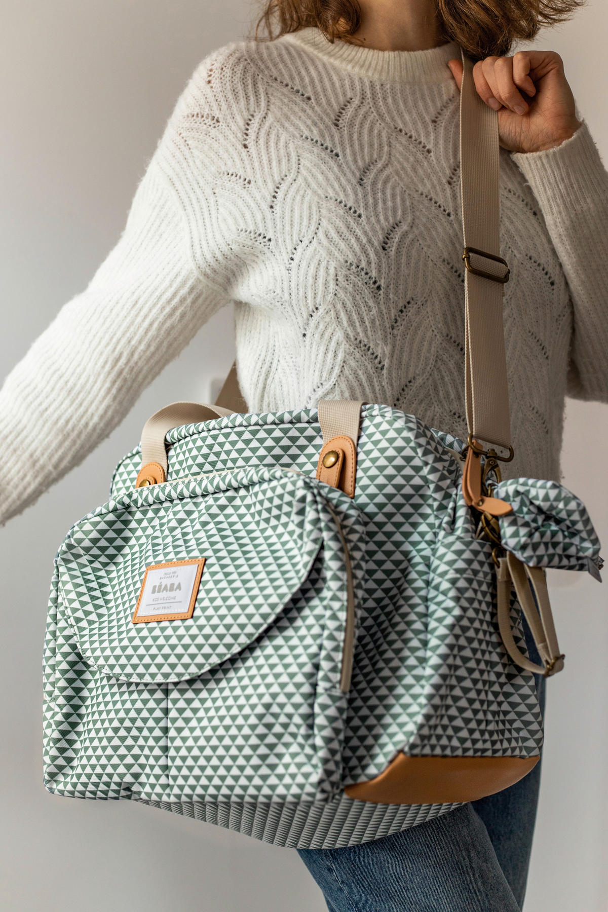 WICKELTASCHE GENEVA II  "PLAY PRINT"  - Salbeigrün/Grau, Basics, Kunststoff (26/30,5/44cm) - Beaba