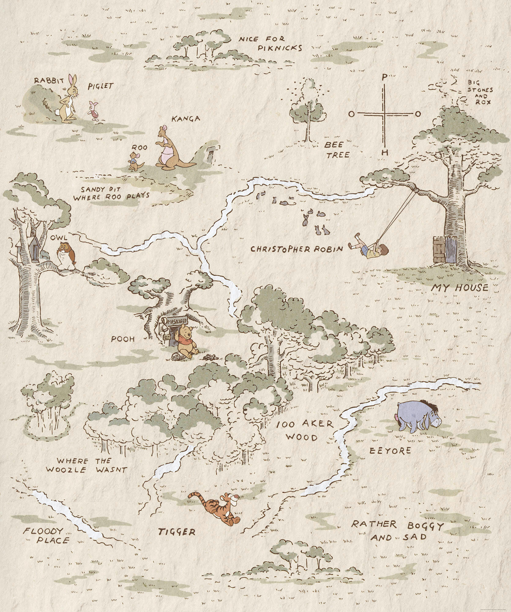 Fototapete Winnie The Pooh Map