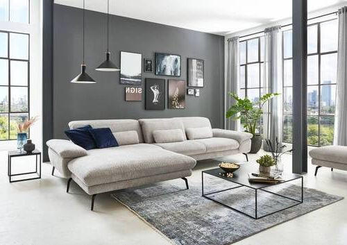 GARNITURA ZA DNEVNU SOBU srebrna  - srebrna/crna, Moderno, tekstil (191/346cm) - Beldomo Comfort