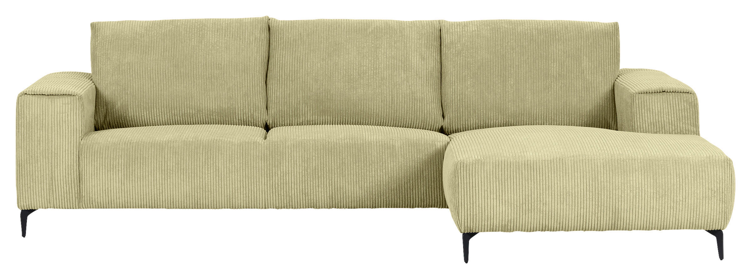 ECKSOFA in Cord Hellgrün  - Schwarz/Hellgrün, Konventionell, Textil/Metall (285/170cm) - Carryhome