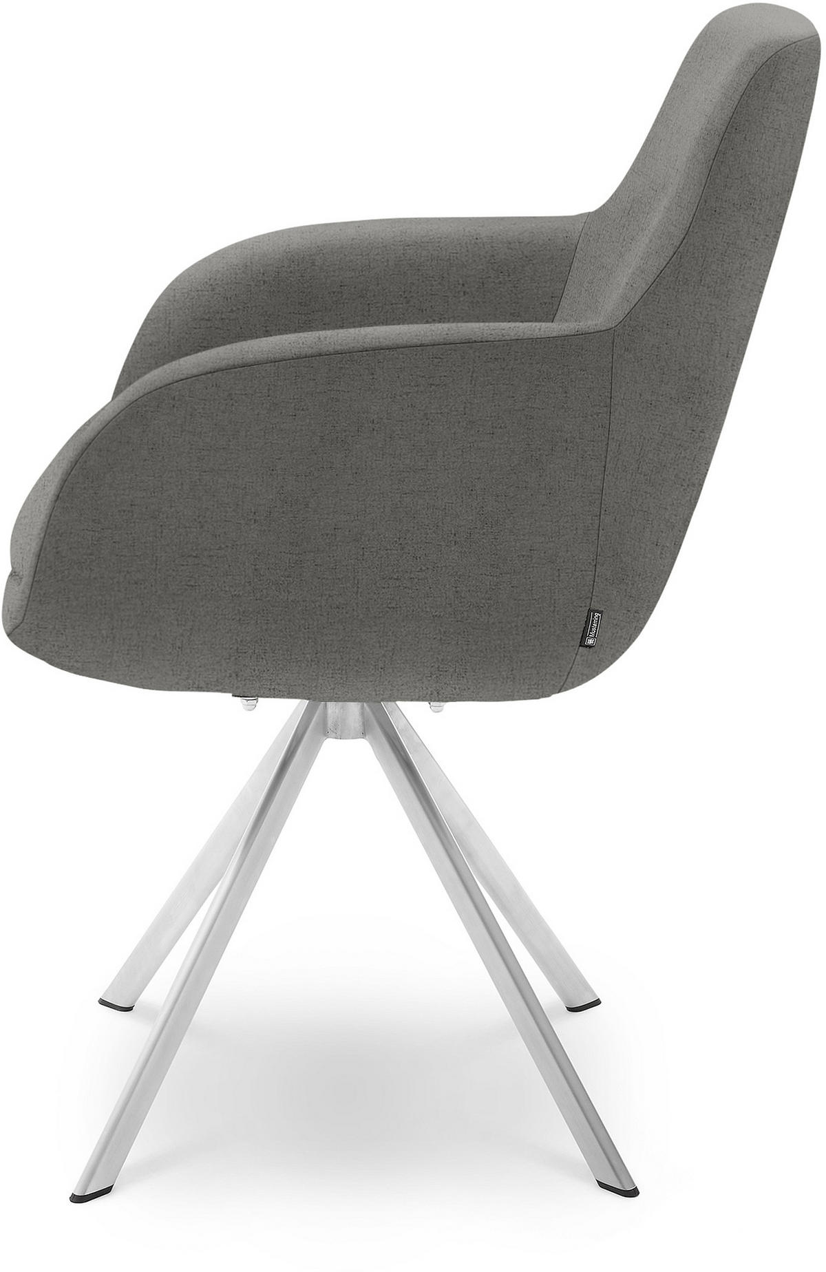 ARMLEHNSTUHL  in Edelstahl Webstoff  - Edelstahlfarben/Dunkelgrau, Design, Textil/Metall (62/86/66cm) - Musterring