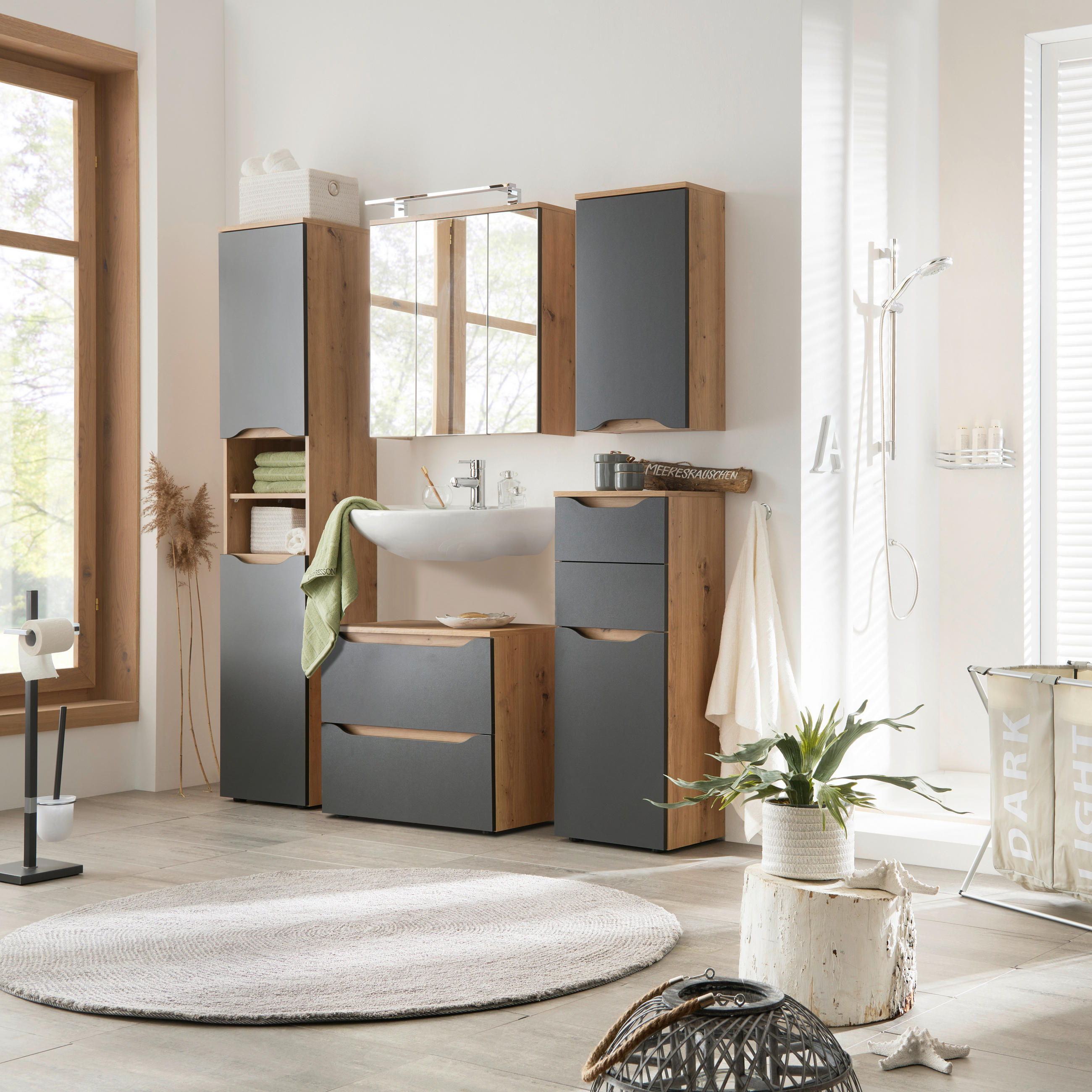 UNTERSCHRANK 40/102/30 cm   - Eichefarben/Anthrazit, MODERN, Holzwerkstoff/Kunststoff (40/102/30cm) - MID.YOU