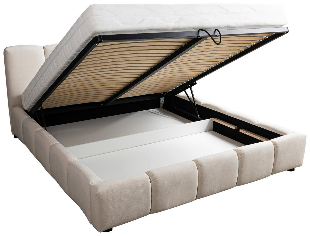 POLSTERBETT Lattenrost, Bettkasten Beige 180/200 cm  - Beige/Schwarz, MODERN, Holz/Holzwerkstoff (180/200cm) - MID.YOU