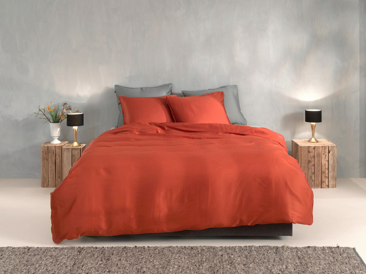 BETTWÄSCHE 2-teilig Satinado Makosatin 135/200 cm  - Orange, Basics, Textil (135/200cm)