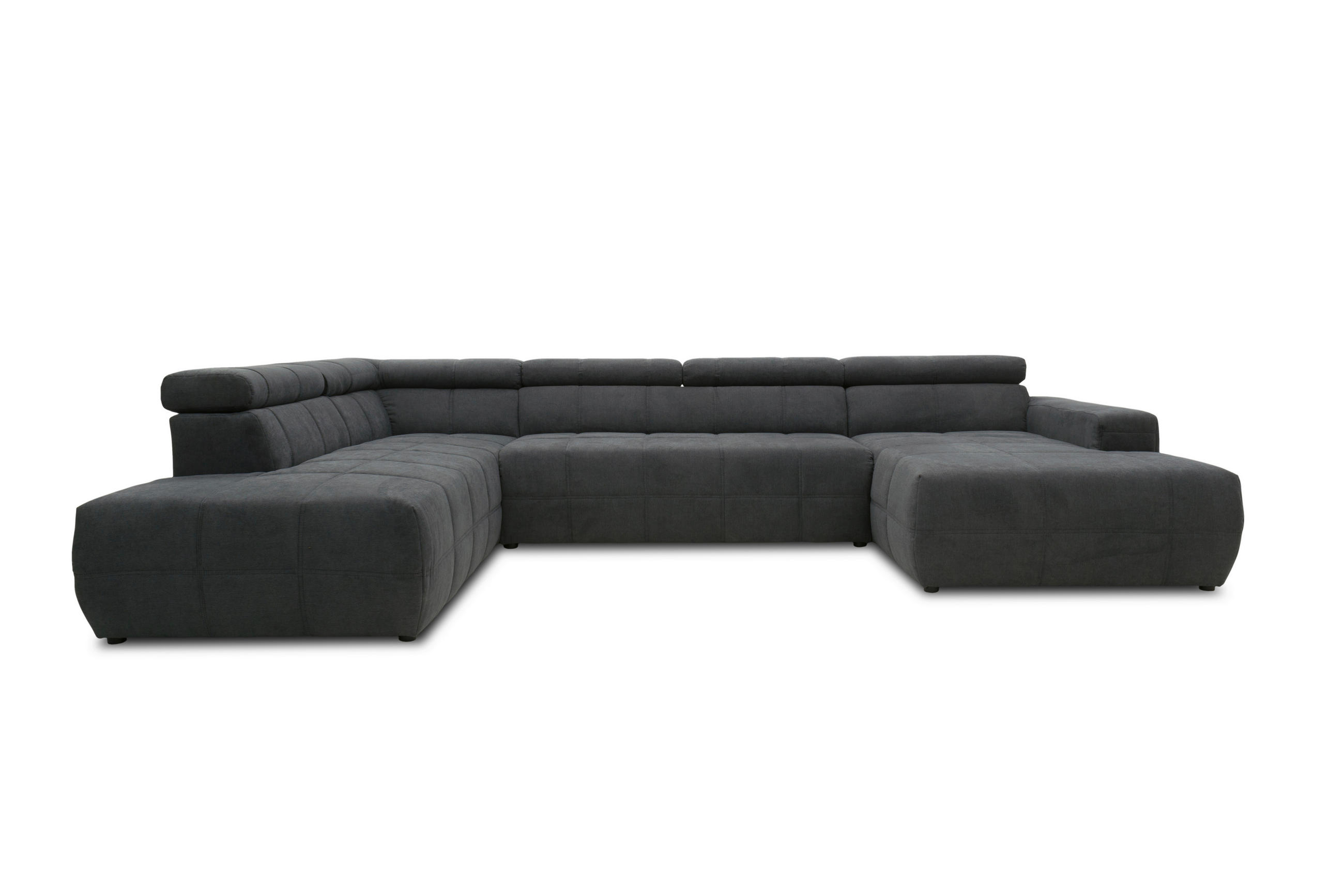 WOHNLANDSCHAFT  in Mikrofaser Dunkelgrau  - Dunkelgrau/Schwarz, Design, Kunststoff/Textil (228/359/175cm) - MID.YOU