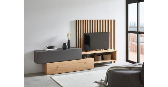 WOHNWAND in Grau, Eiche Artisan 288,5/152,5/42,5 cm - Eiche Artisan/Grau, MODERN, Holzwerkstoff (288,5/152,5/42,5cm) - Carryhome