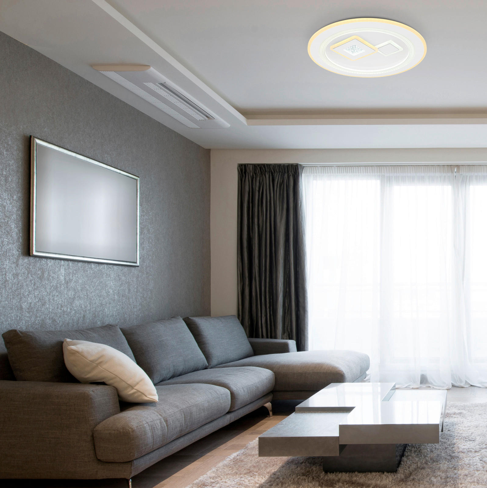 LED-DECKENLEUCHTE 46,6/7,4 cm   - Opal/Weiß, KONVENTIONELL, Kunststoff/Metall (46,6/7,4cm) - Globo