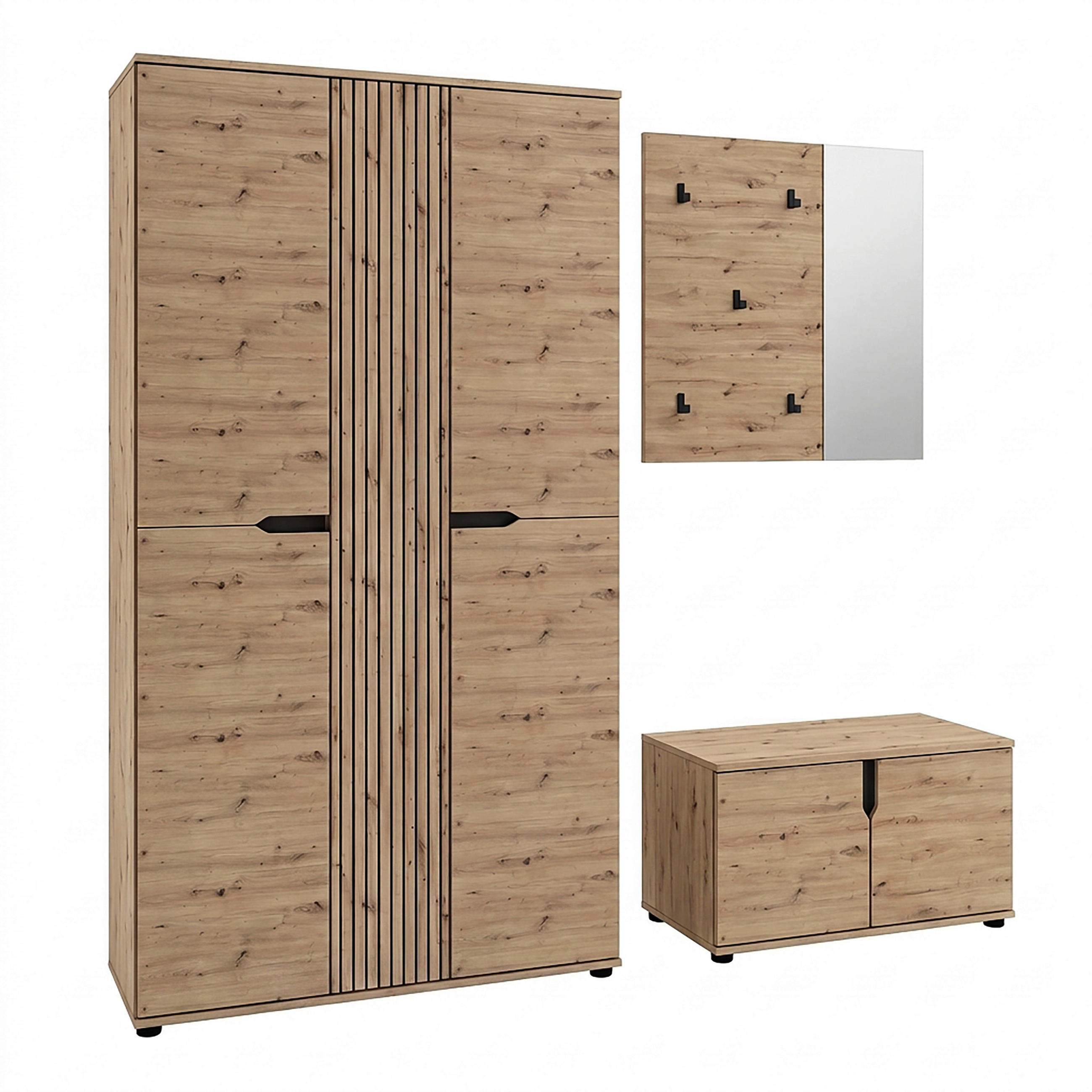 GARDEROBE 3-teilig  in 199/191/37 cm  - Eiche Artisan, Design, Holzwerkstoff (199/191/37cm) - MID.YOU