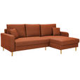ECKSOFA in Flachgewebe Rostfarben - Rostfarben/Eiche Wotan, KONVENTIONELL, Holz/Textil (255/157cm) - Carryhome