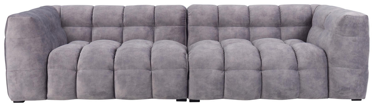 VIERSITZER-SOFA Samt Hellgrau  - Hellgrau/Schwarz, Design, Holz/Textil (282/68/105cm)